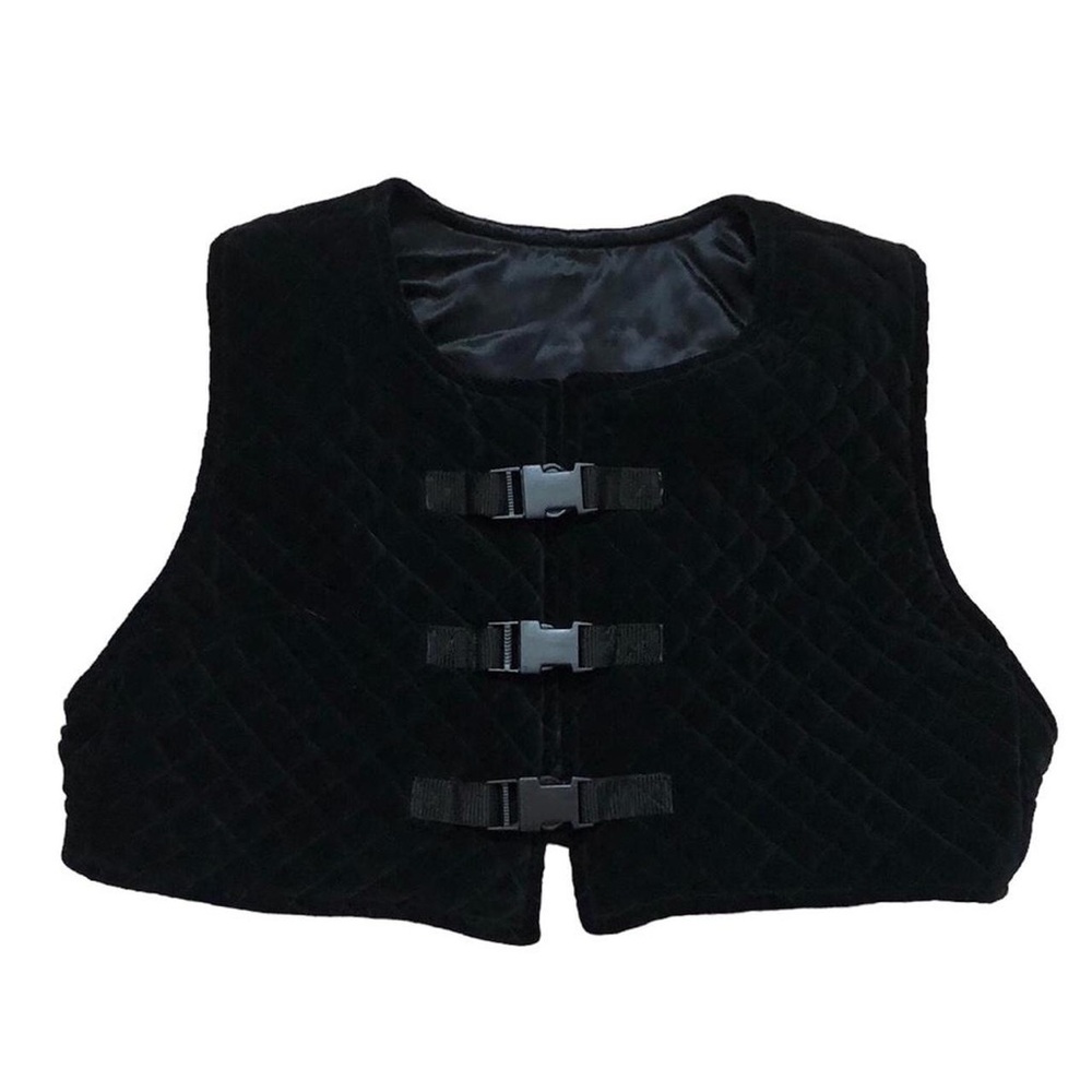 Black quilted crop vest